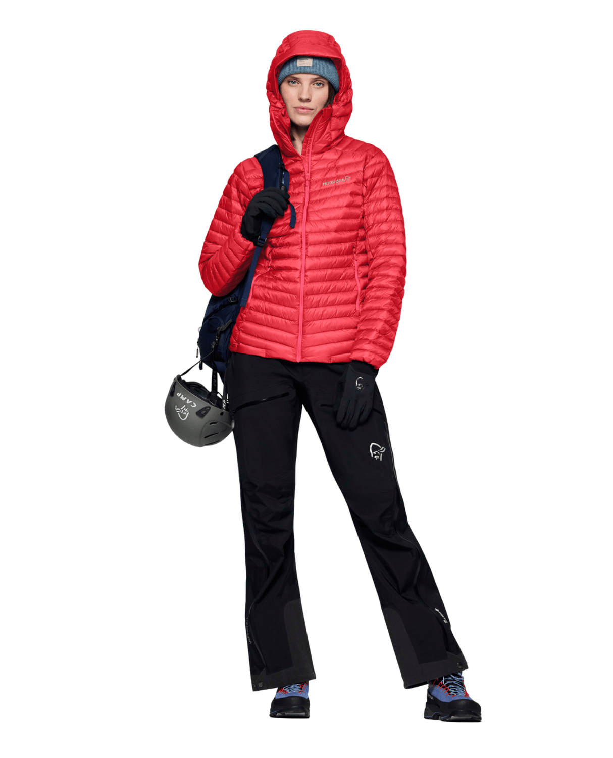 Norröna Women trollveggen down800 super light Hood - Watermelon - Mellanlager - Alpingaraget