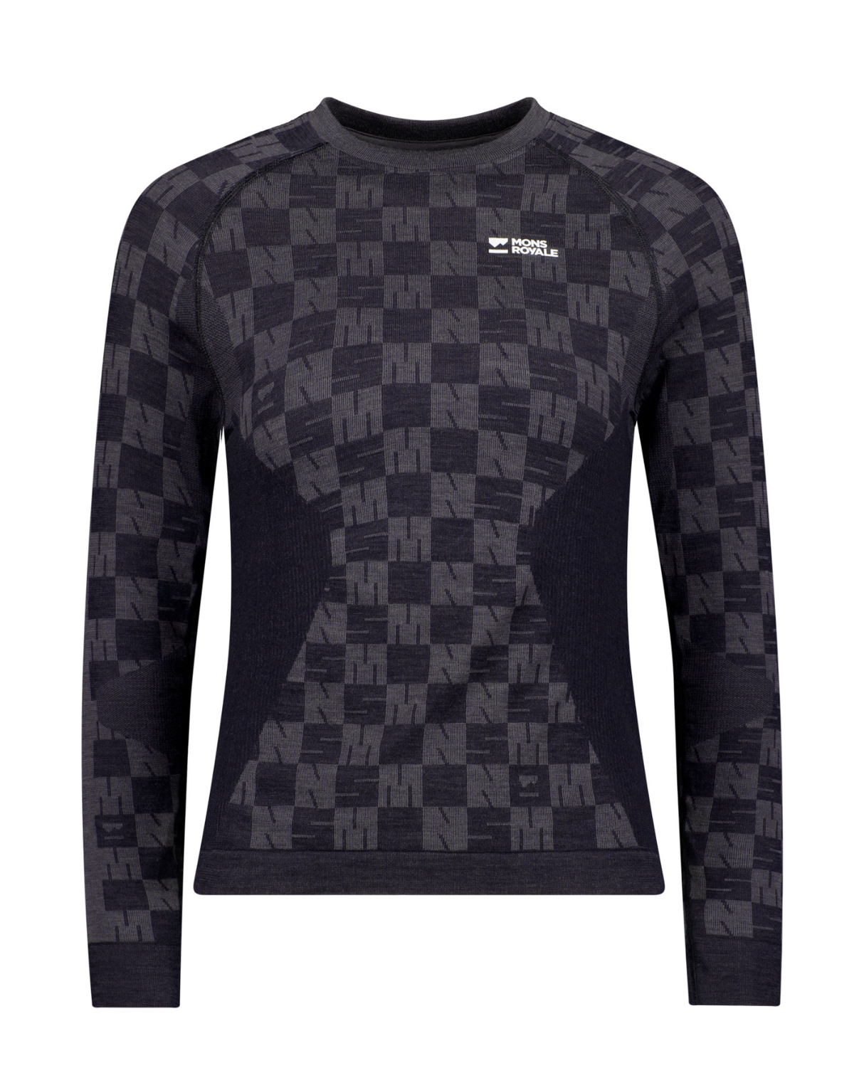 Mons Royale Womens Ascender Merino Seamless Long Sleeve - Forged Iron / Black