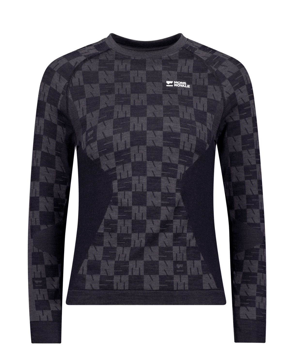 Mons Royale Womens Ascender Merino Seamless Long Sleeve - Forged Iron / Black - Underställ - Alpingaraget