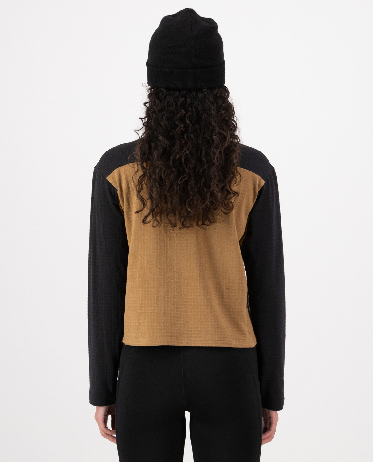 Mons Royale Dam Offgrid Merino Fleece Long Sleeve - Svart / Toffee - Alpingaraget