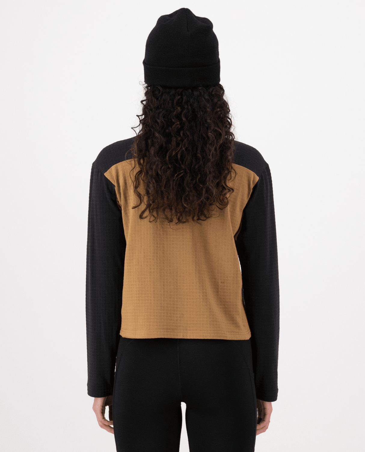 Mons Royale Womens Offgrid Merino Fleece Long Sleeve - Black / Toffee - Underställ - Alpingaraget