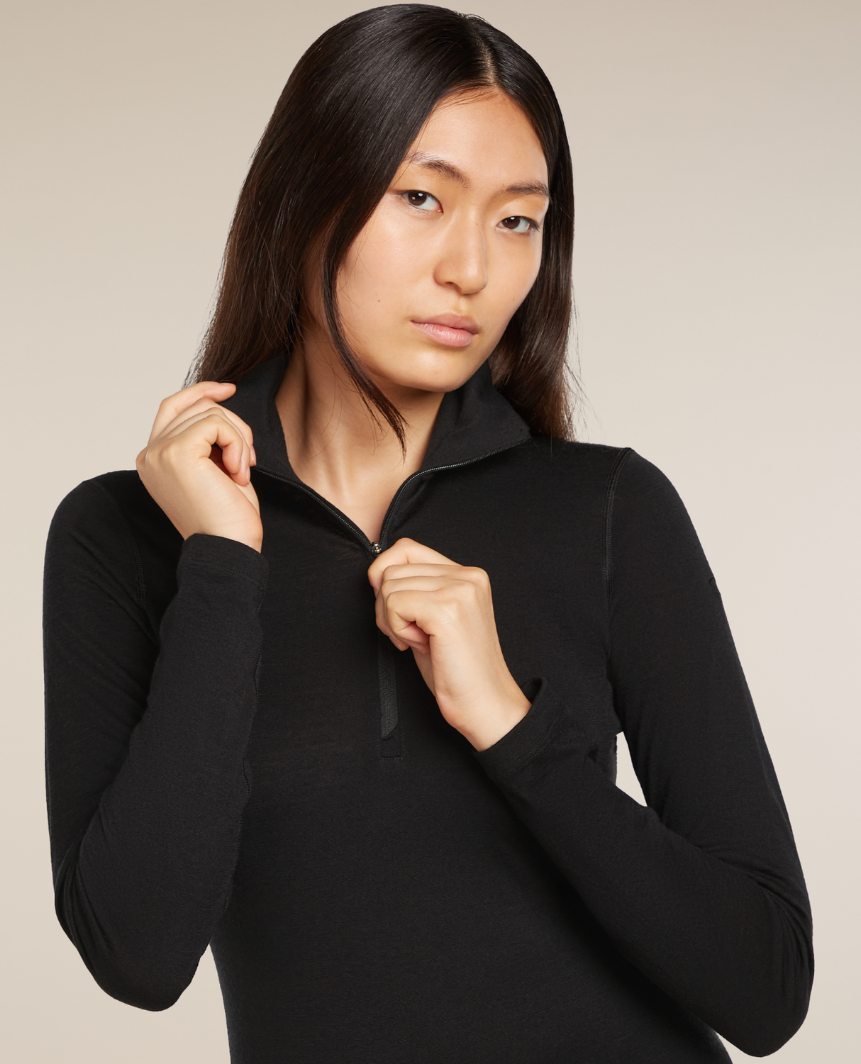 Icebreaker Women 200 Oasis Long Sleeve Half Zip - Black - Alpingaraget