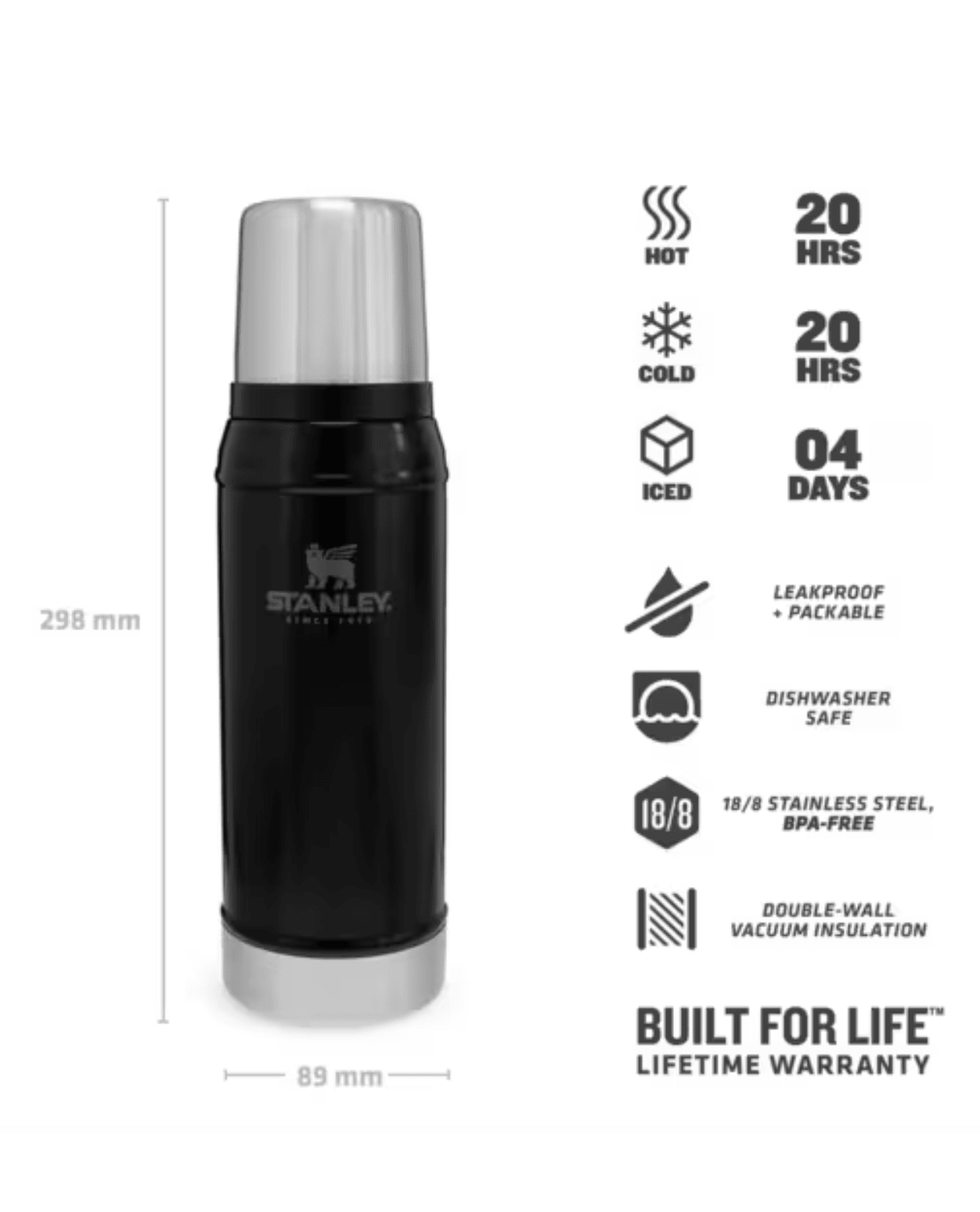 Stanley The Legendary Classic Bottle 0.75 L - Matte Black - Övrigt - Alpingaraget
