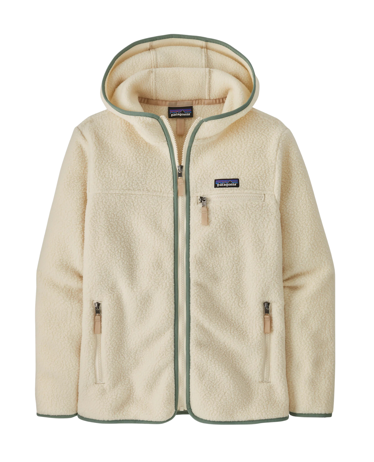 Patagonia Women Retro Pile Hoody - Natural w/Ellwood Green