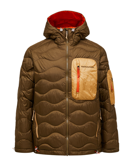 Peak Performance Men Helium Utility Down Hood - Meadow Moss / Sierra Sand  Alpingaraget