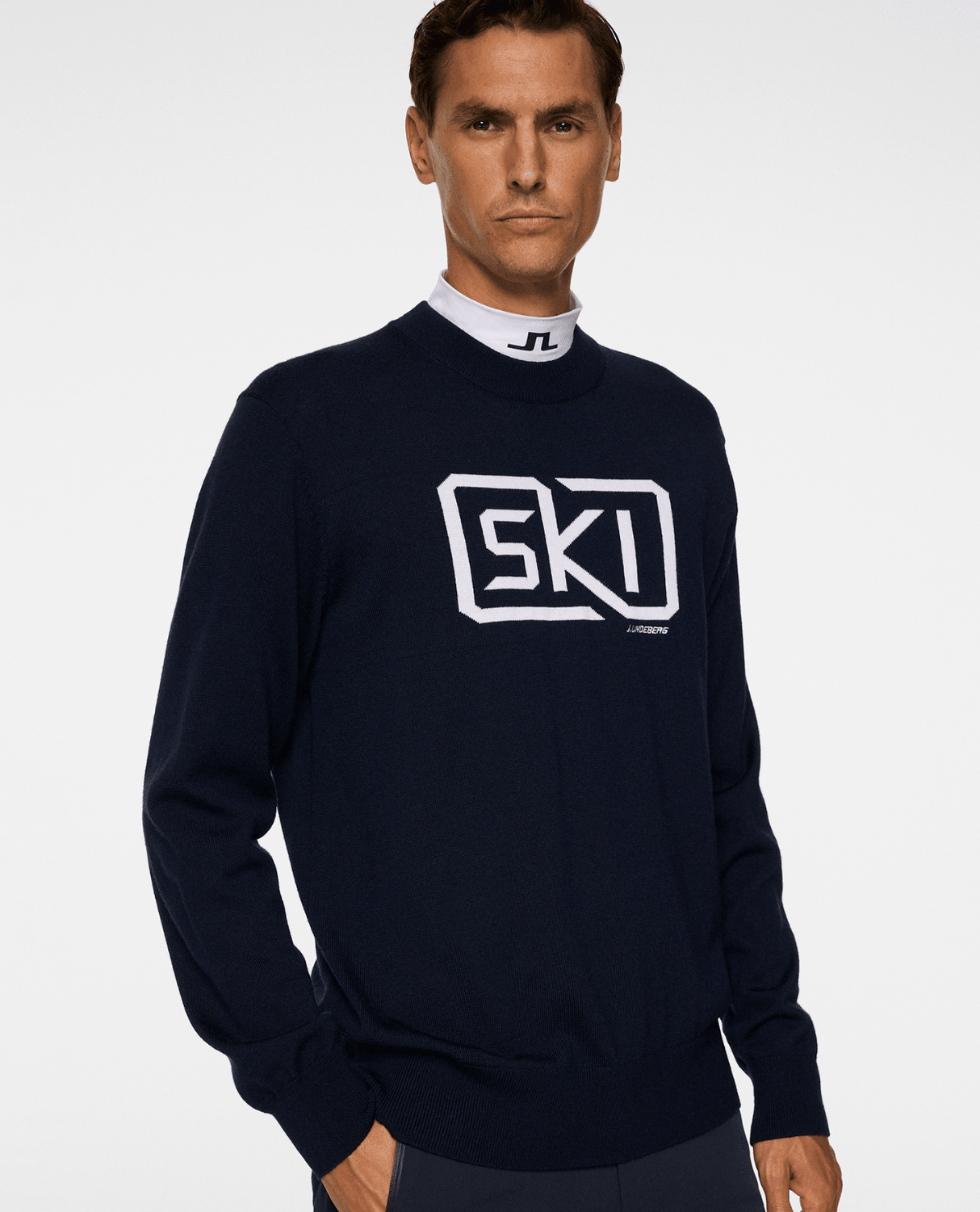 J.Lindeberg Men William Knitted Sweater - JL Navy - Överdelar - Alpingaraget