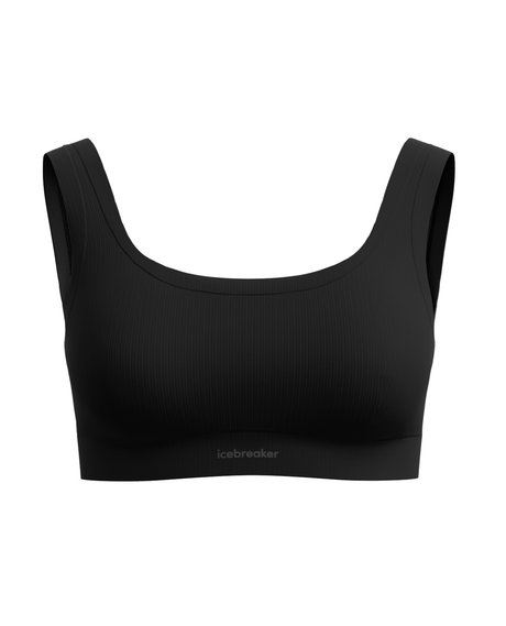 Icebreaker Women's Merino Blend Rib Lotus Bra - Black - Alpingaraget