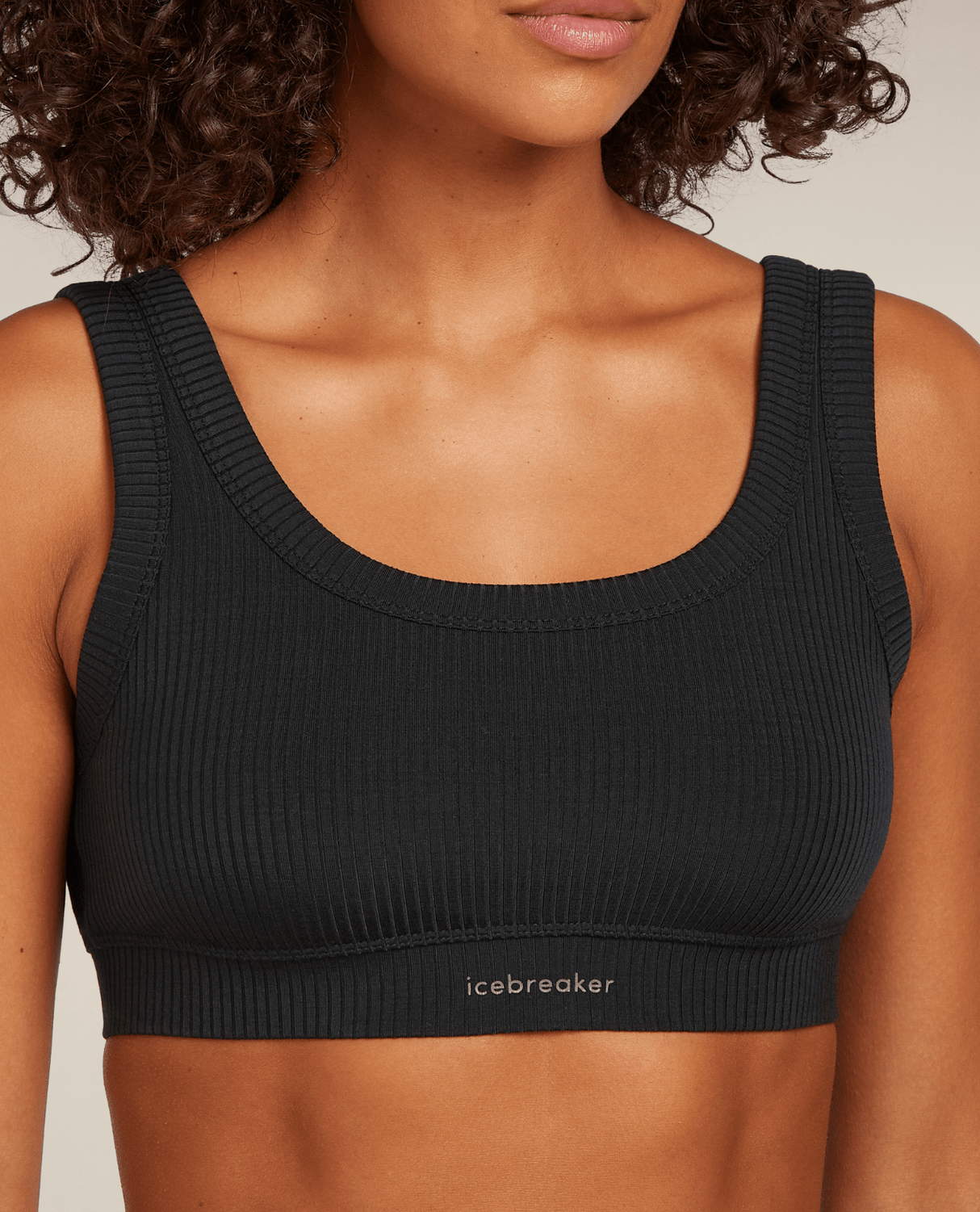Icebreaker Women's Merino Blend Rib Lotus Bra - Black - Underkläder - Alpingaraget