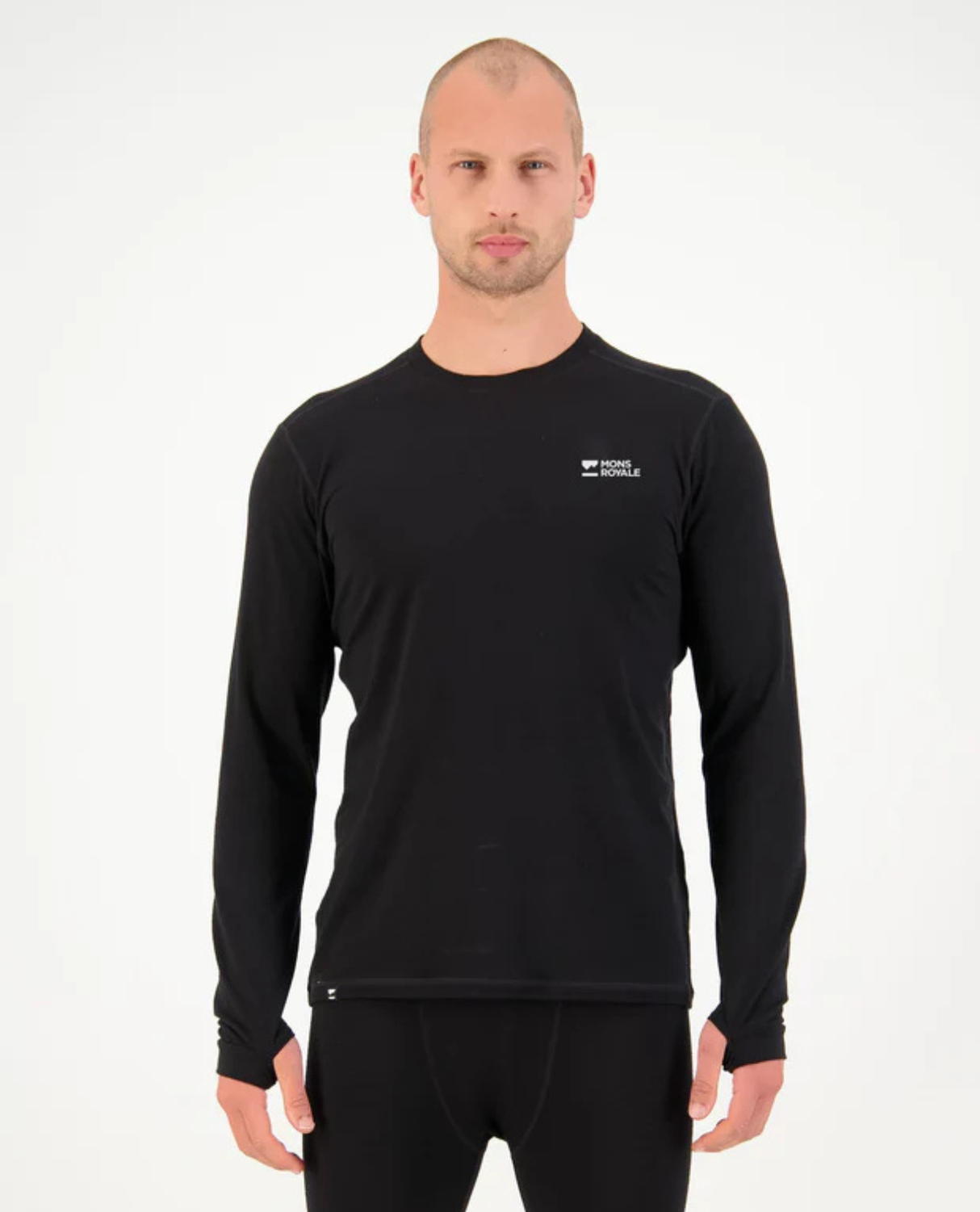 Mons Royale Herr Cascade Merino Base Layer Long Sleeve - Svart
