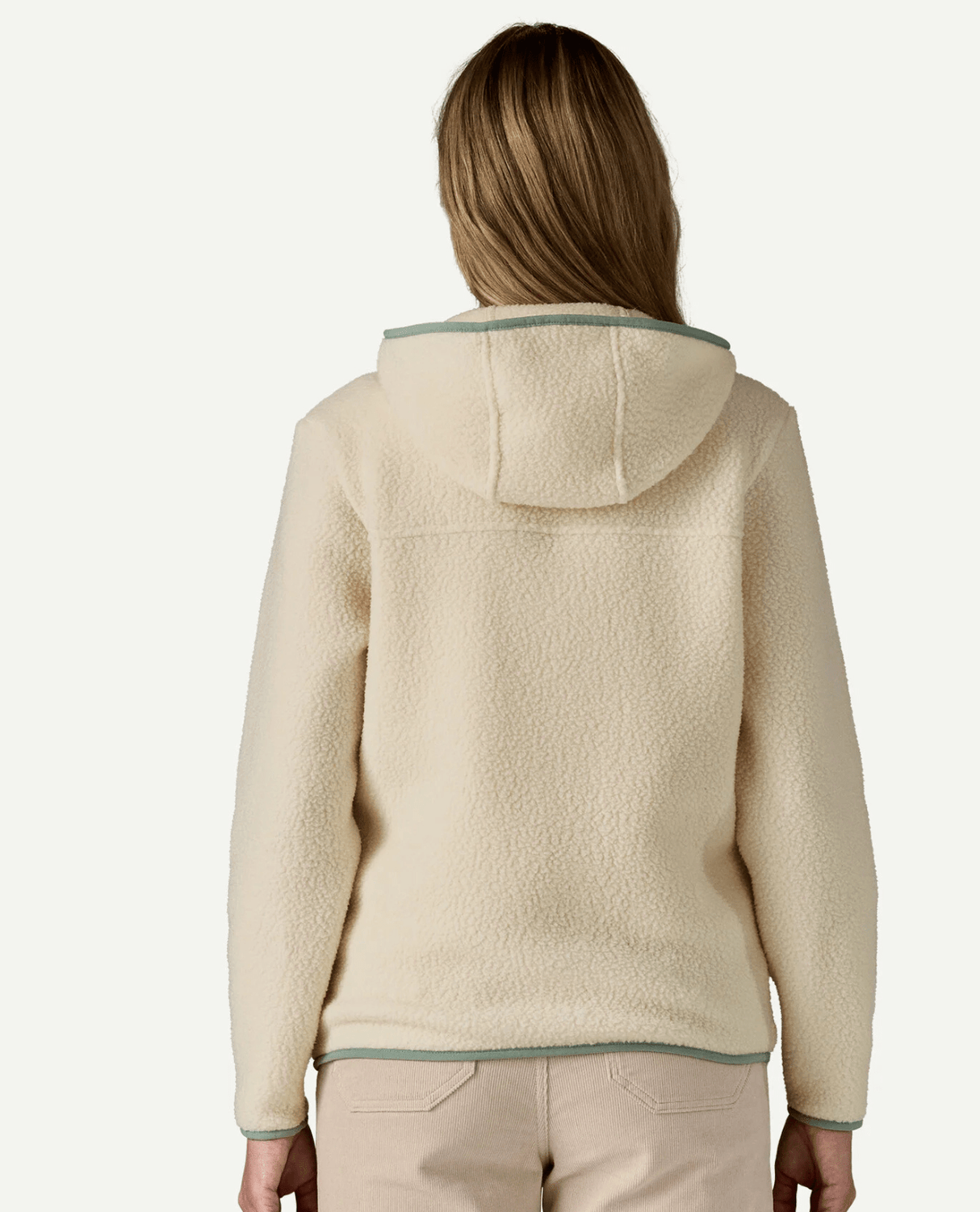 Patagonia Women Retro Pile Hoody - Natural w/Ellwood Green - Överdelar - Alpingaraget