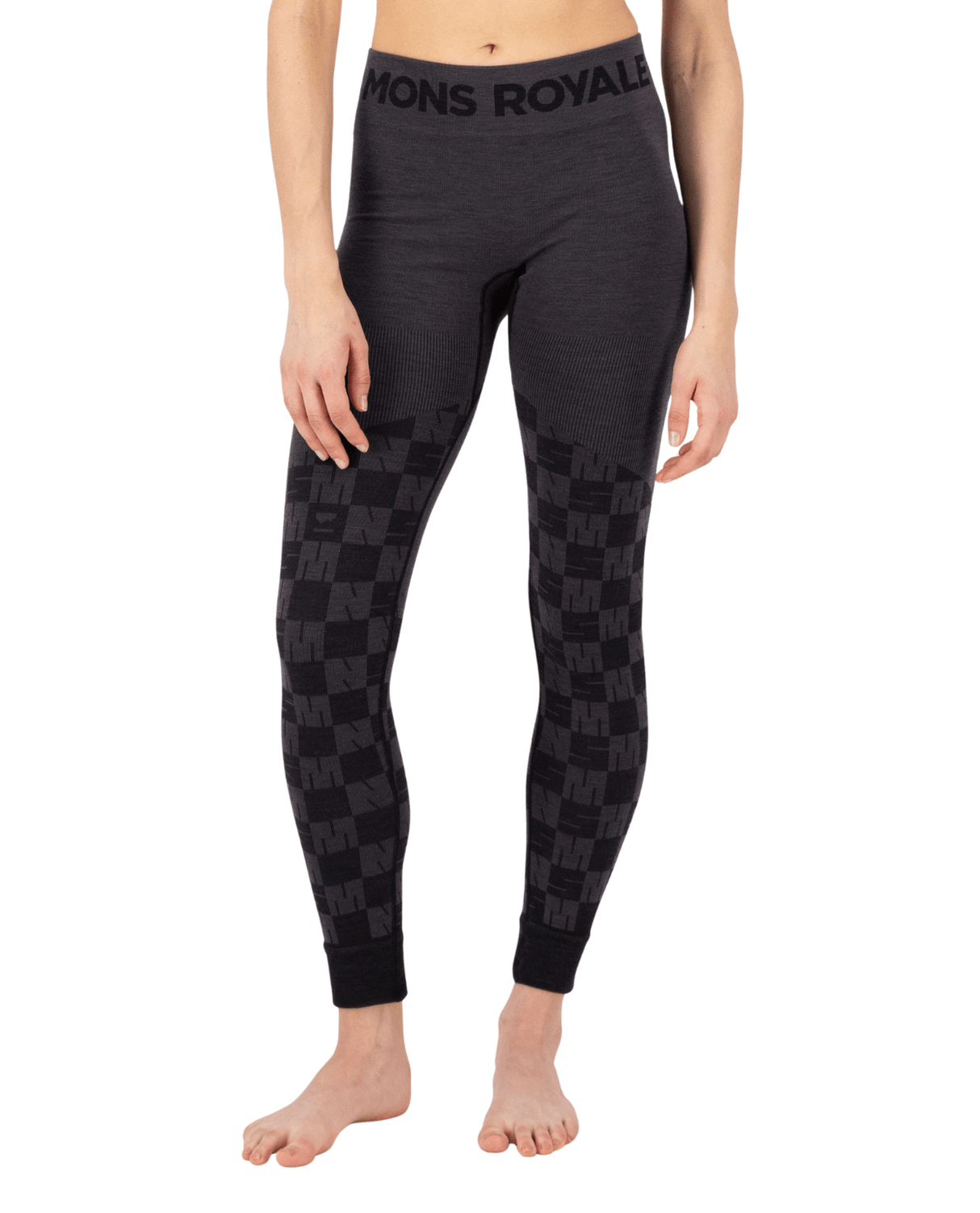 Mons Royale Womens Ascender Merino Seamless Legging - Forged Iron / Black - Underställ - Alpingaraget