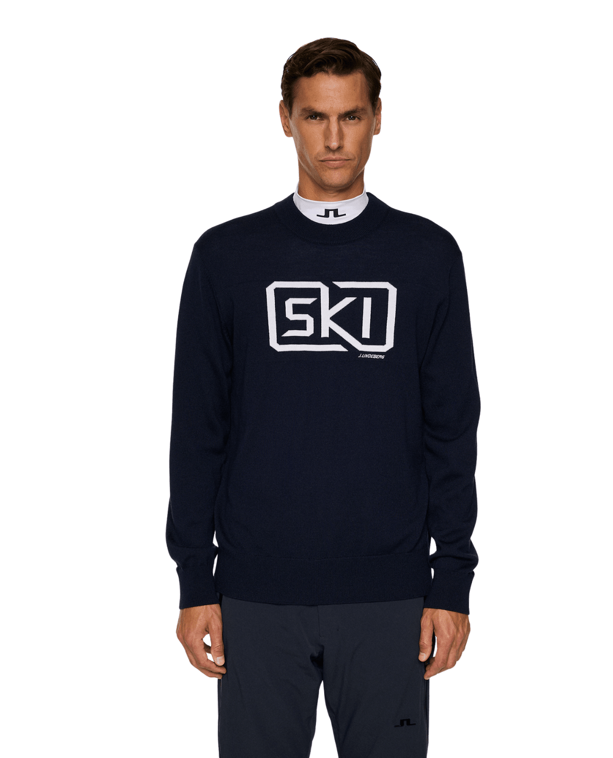J.Lindeberg Men William Knitted Sweater - JL Navy - Överdelar - Alpingaraget