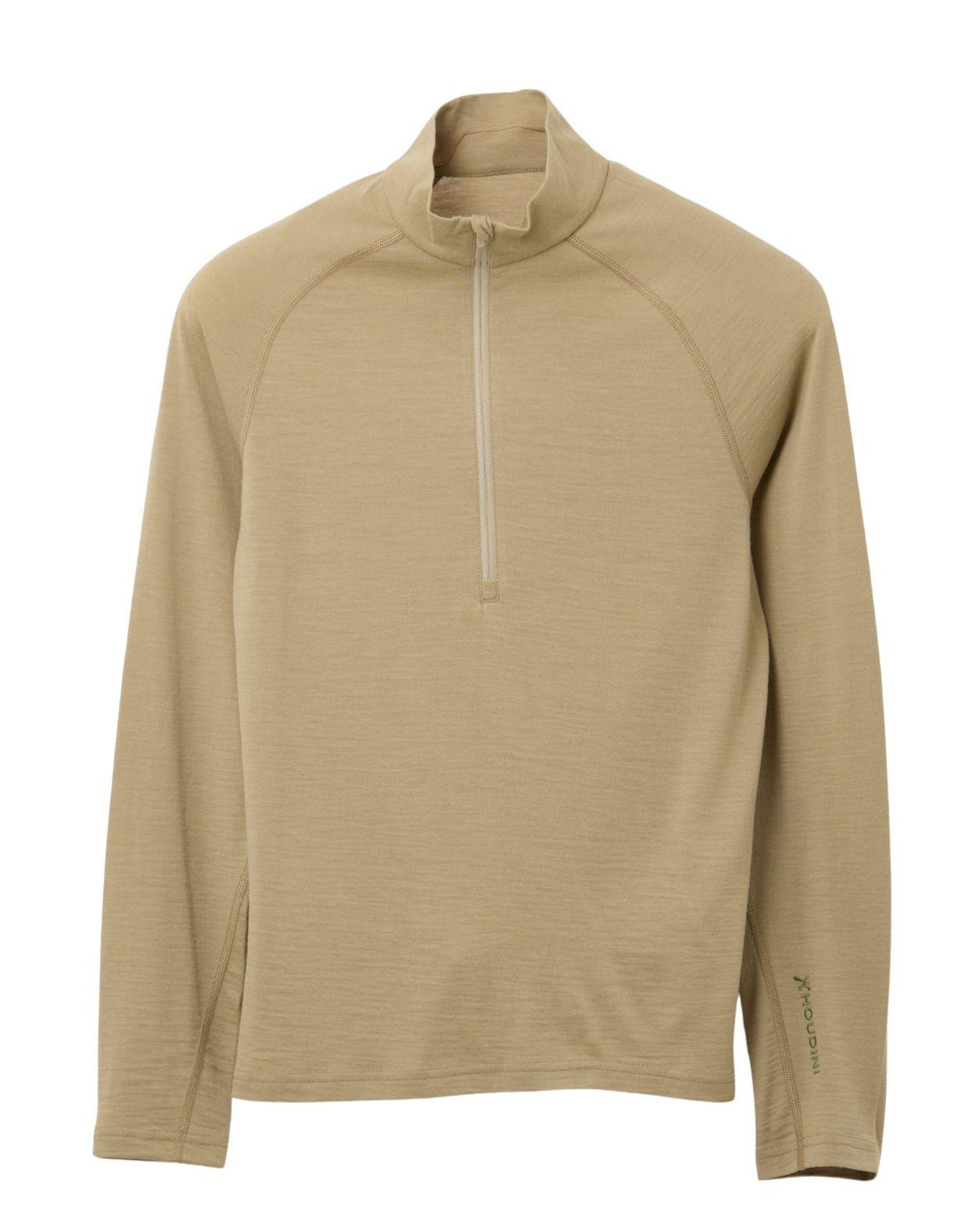 Houdini Puremerino Halfzip damunderställ i färgen powder green mot vit bakgrund.