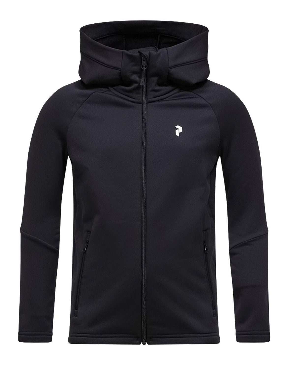 Peak Performance Rider Essentials Zip Hood Junior - Svart mellanlager med luva för skidåkare