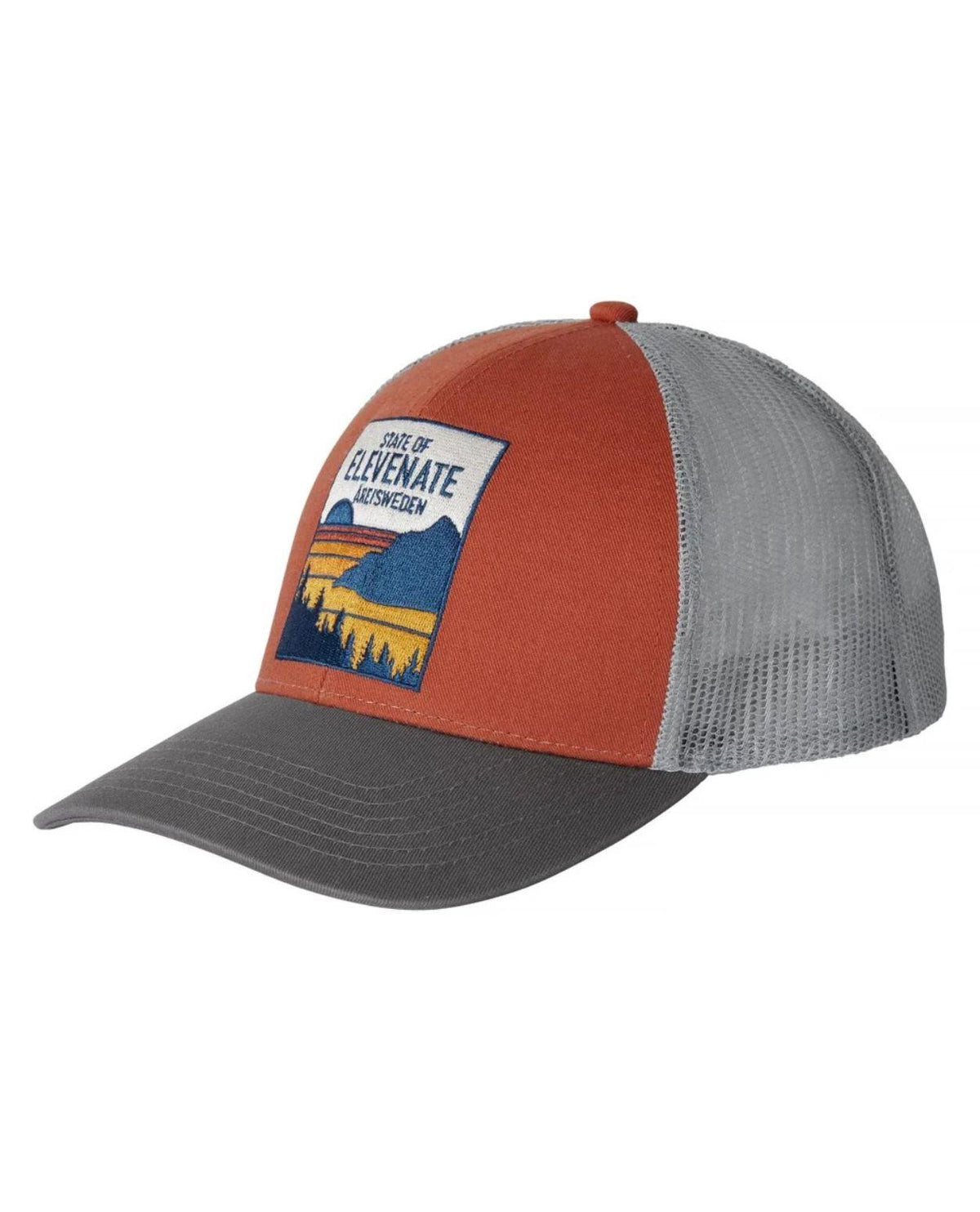 Elevenate Tofino Cap i kopparorange med grå skärm och ett broderat märke på fronten.