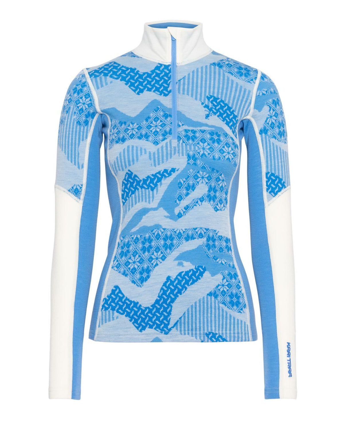 Kari Traa Olea Half Zip Ocean - Blå merinoullsunderställ med halvdragkedja