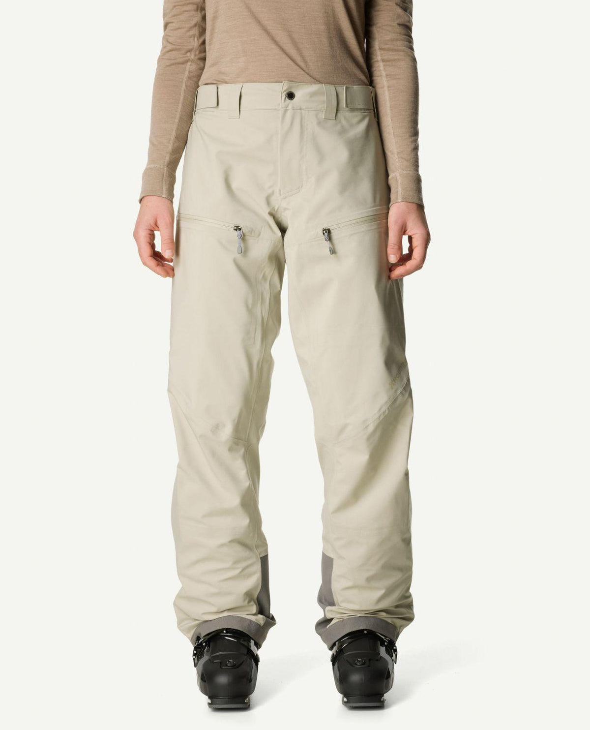Houdini Ride Pants II dam i färg greenish gray framifrån.