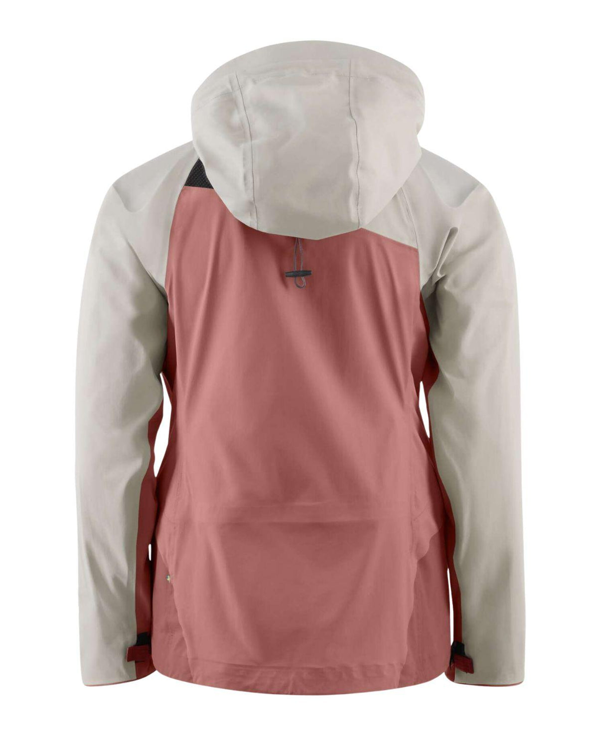 Klättermusen Svalinn Hood Jacket Women baksida i rosa färg med huva.