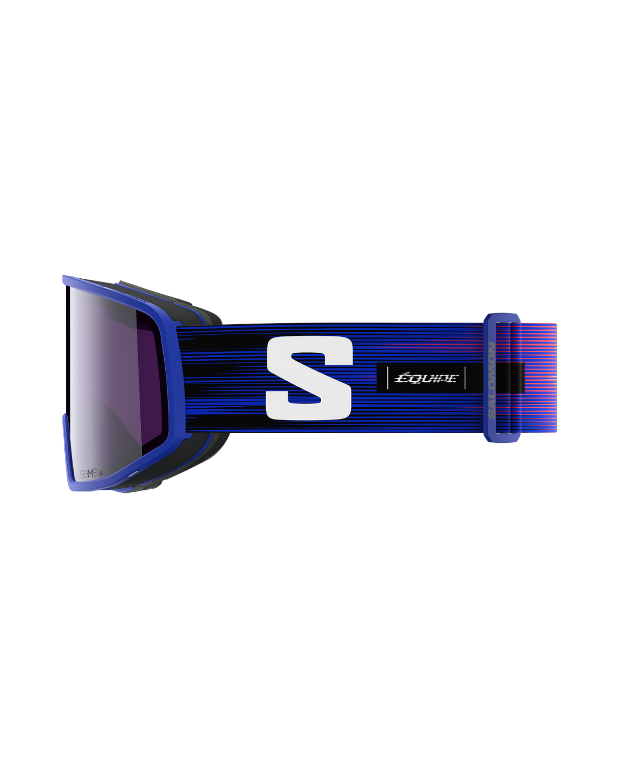 Salomon Sentry Pro Sigma Equipe - Race Blue F04 skidglasögon i blått med svarta och vita detaljer på bandet.