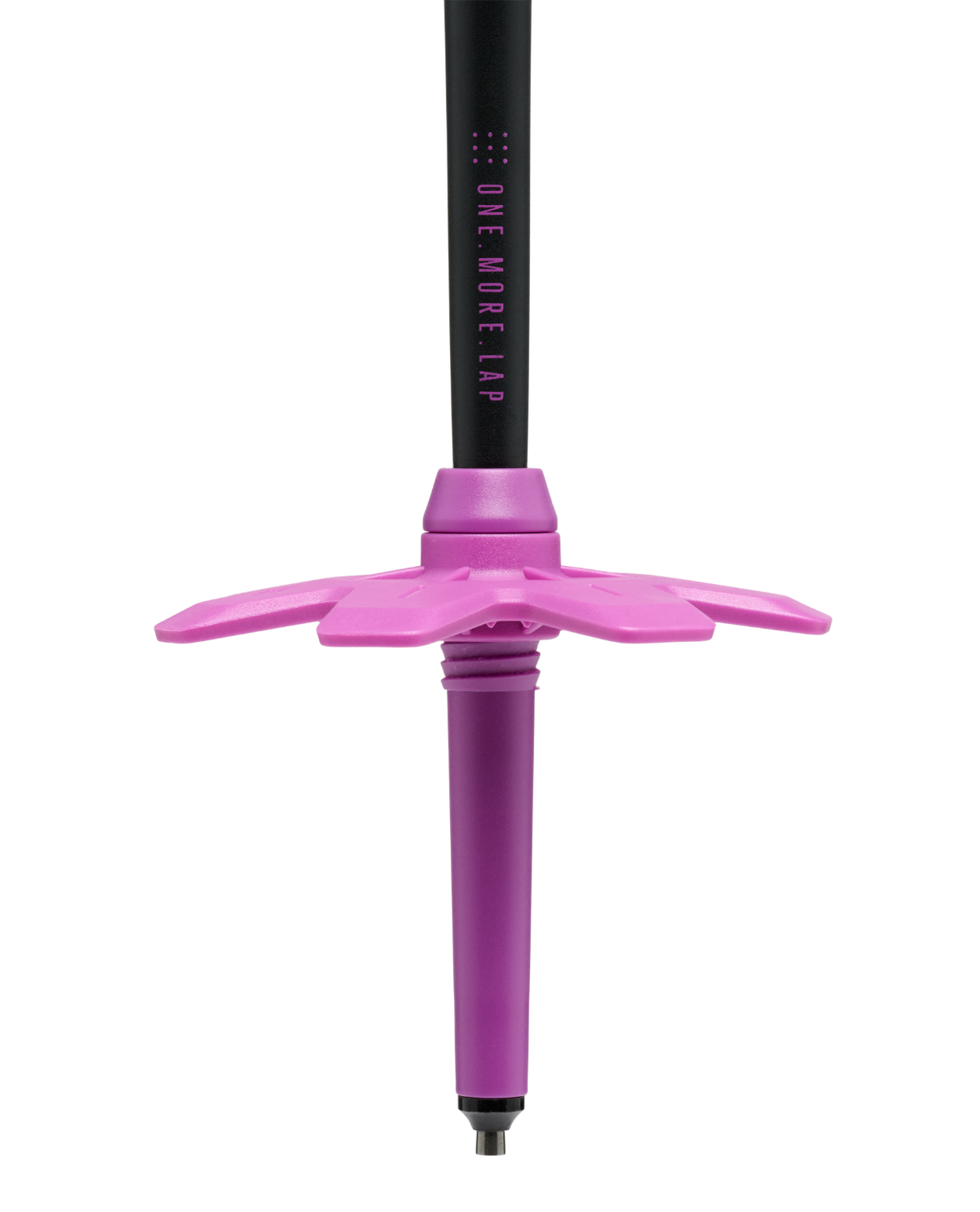 Black Diamond Expedition Ski Poles Piton Purple lila teleskopstavars truga och spets i närbild.