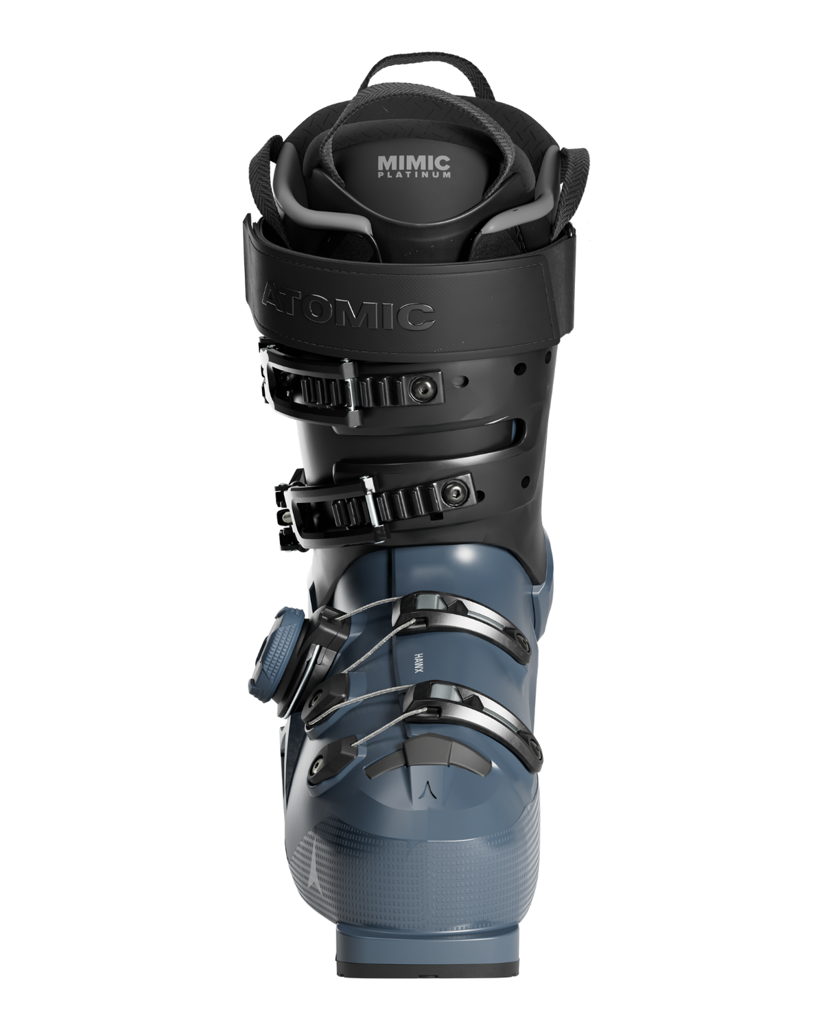 Atomic Hawx Ultra 120 S BOA alpinpjäxa i Glacier/Black med BOA-stängning och Mimic Platinum-innersko.