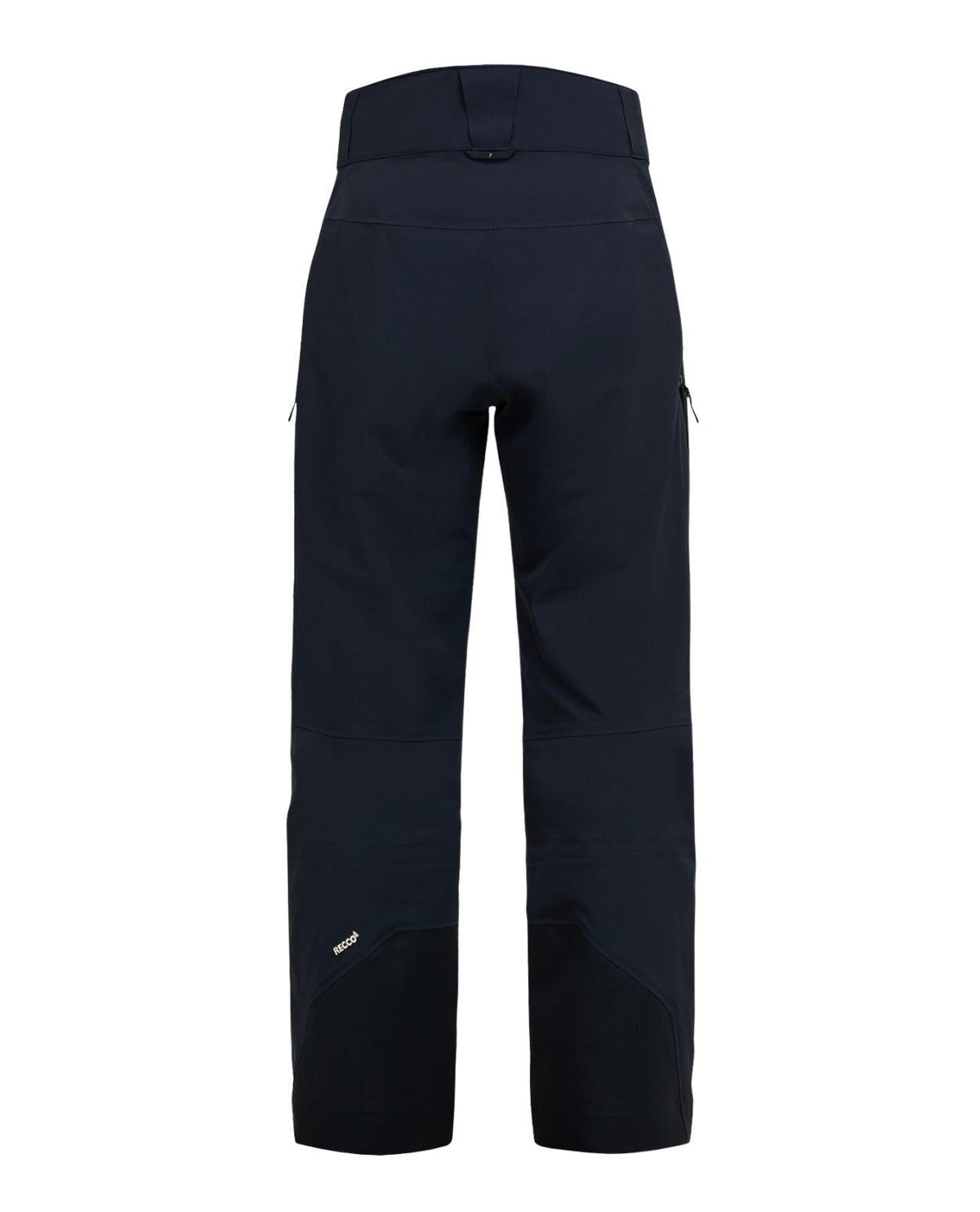 Peak Performance 40Y R&D Gore-Tex skidbyxor för herr i svart, sedda bakifrån.