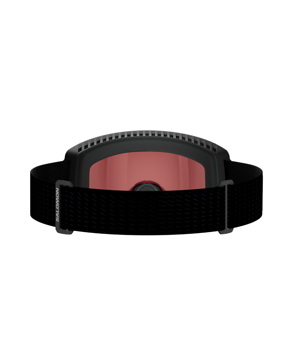 Salomon Skarn Prime Sigma skigoggles i svart med röd lins bakifrån.