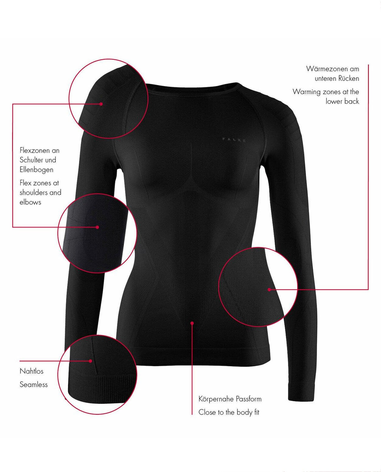 FALKE Women Long-sleeve shirt Warm - Black - Alpingaraget