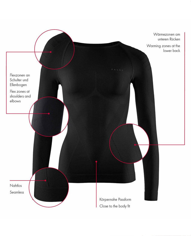 FALKE Women Long-sleeve shirt Warm - Black - Alpingaraget