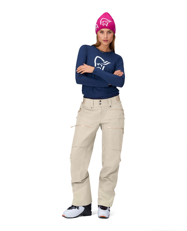 Norröna Women Lofoten Gore-Tex Insulated Pants - Oatmeal - Alpingaraget
