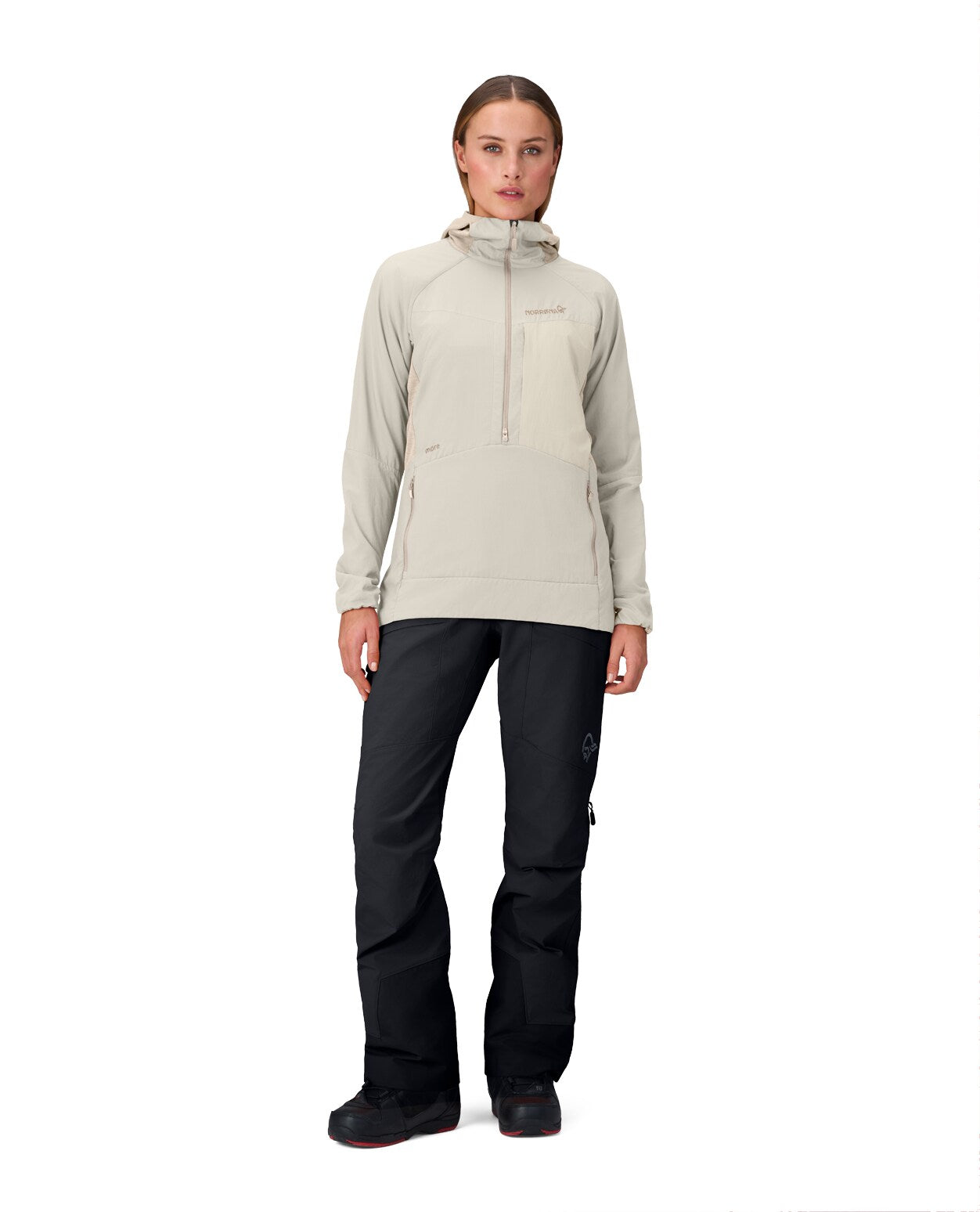 Norröna Women Møre Octa Zip Hood – Oatmeal - Alpingaraget