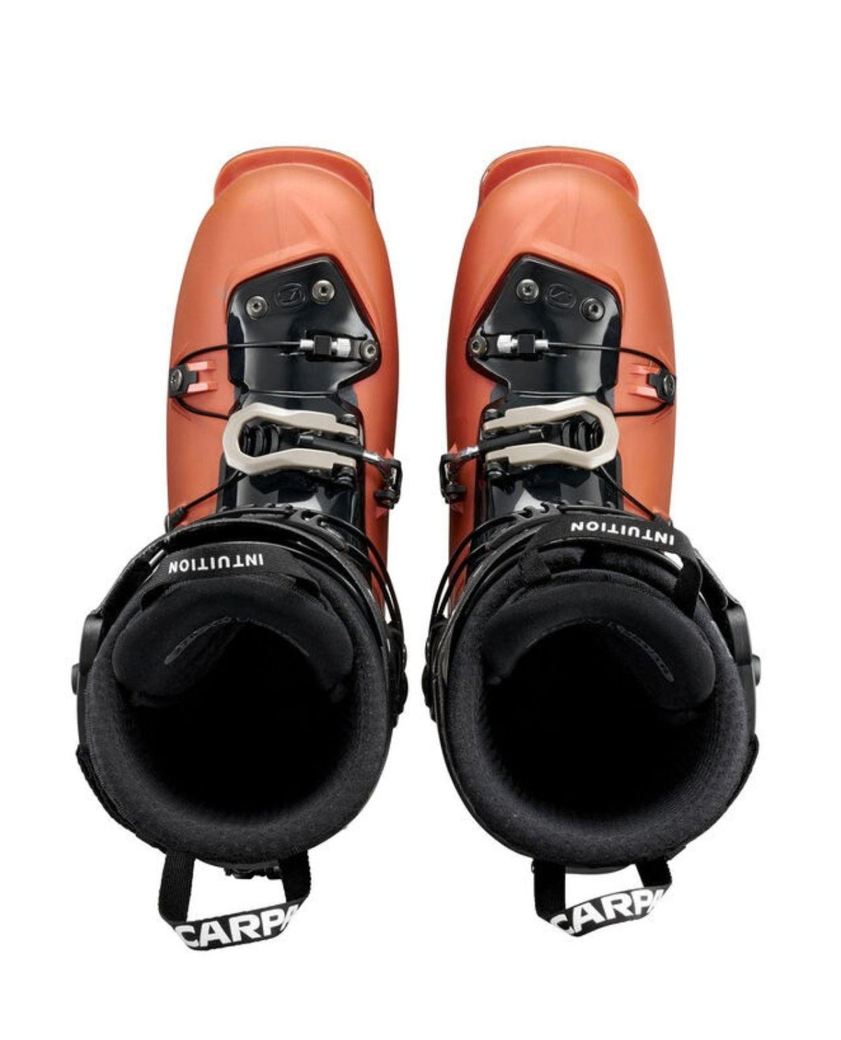 Scarpa Maestrale toppturspjäxor i orange och svart sett uppifrån