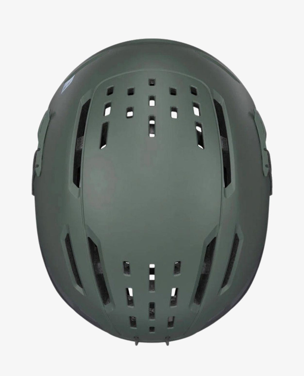 Julbo Hailot Freeride Mips freeridehjälm sedd ovanifrån i mörkgrönt med ventilationskanaler.