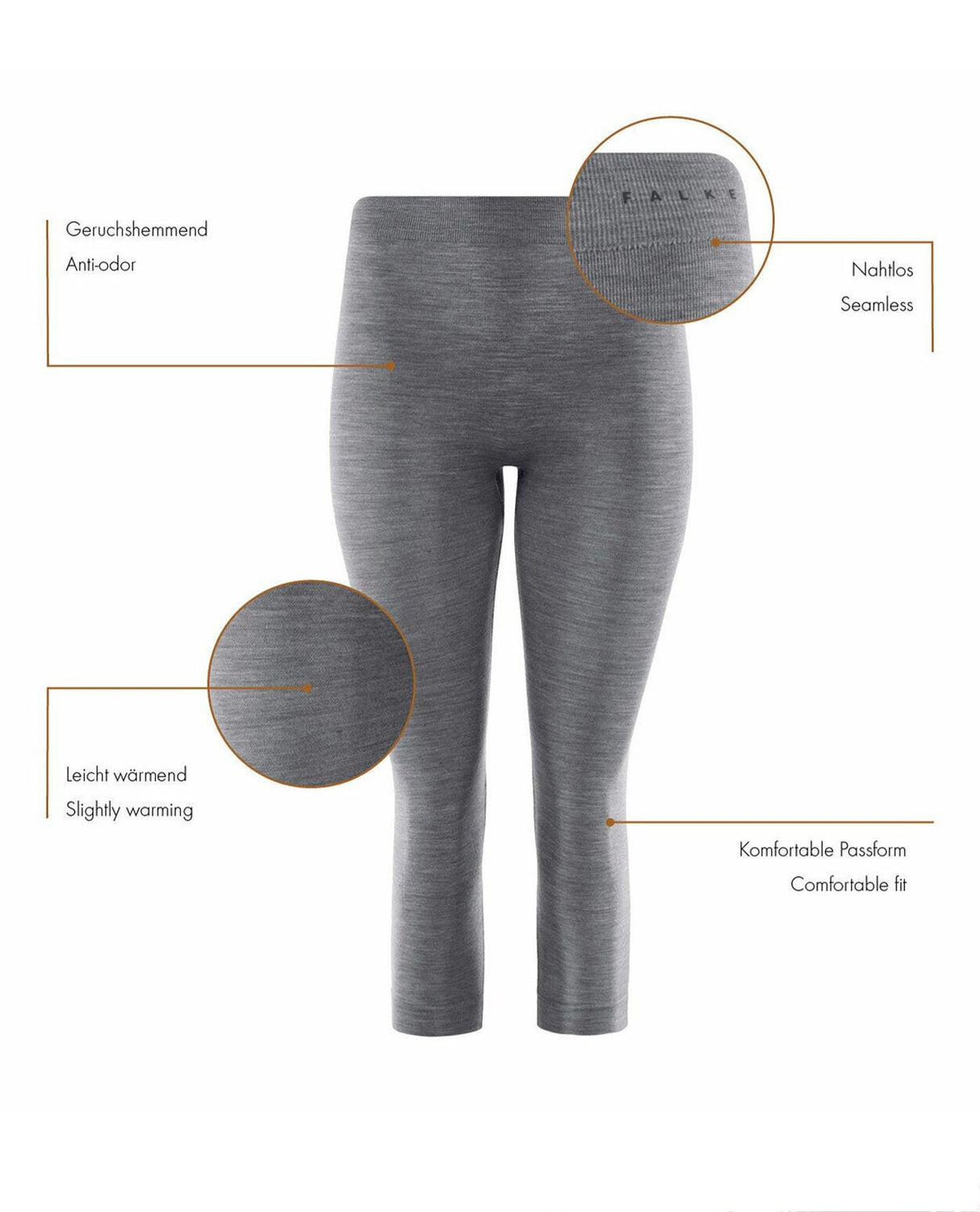 FALKE Women 3/4 Tights Wool-Tech Light - Black - Alpingaraget