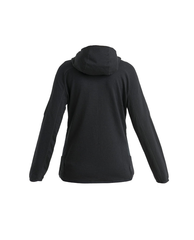 Icebreaker Women Mer Quantum Hybrid LS Zip Hoodie - Black - Alpingaraget