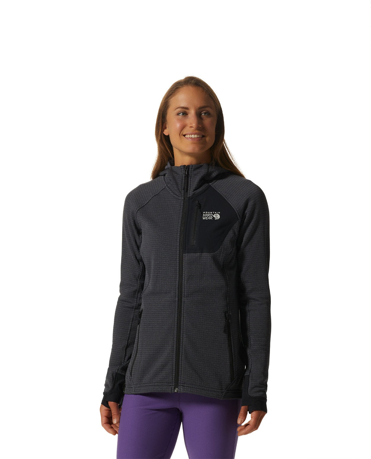 Mountain Hardwear W Polartec® Power Grid Full Zip Hoody - Blue Slate Heat - Alpingaraget