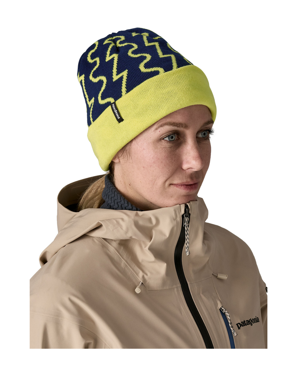 Patagonia PowSlayer Beanie - Fresh Tracks: Clement Blue Alpingaraget