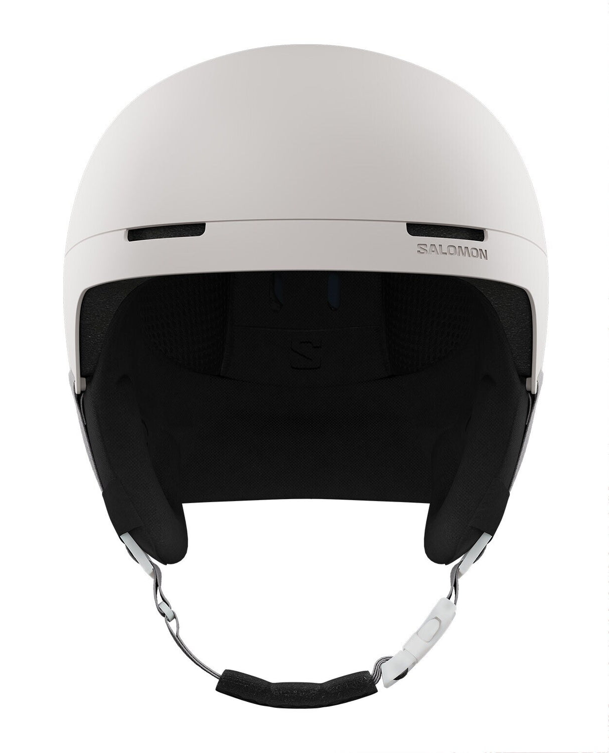 Salomon Brigade Index skidhjälm i färgen Grey Violet, med oval passform, sedd framifrån. - Alpingaraget