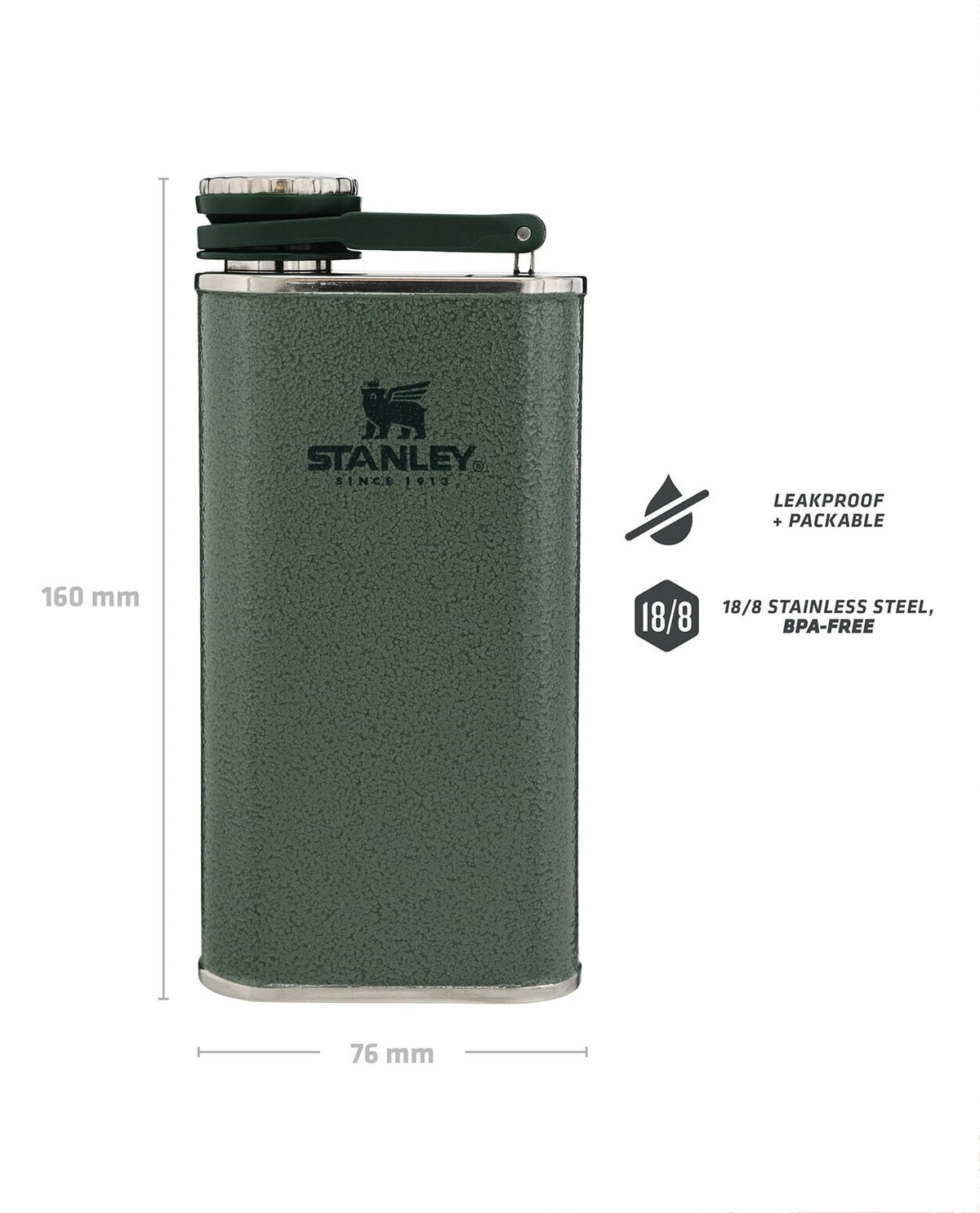 Stanley The Easy Fill Wide Mouth Flask 0,23l - Hammertone Green - Alpingaraget