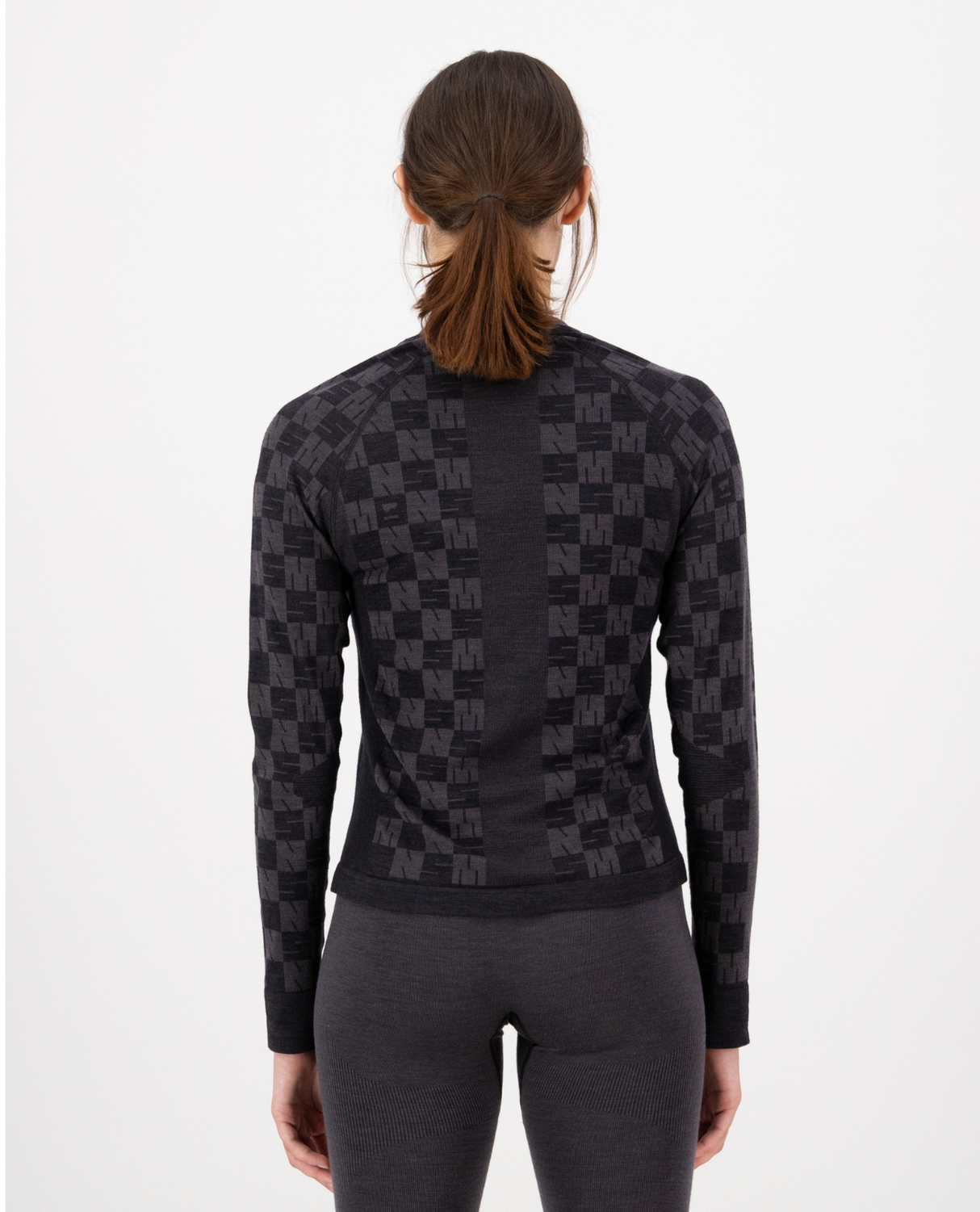 Mons Royale Womens Ascender Merino Seamless Long Sleeve - Forged Iron / Black