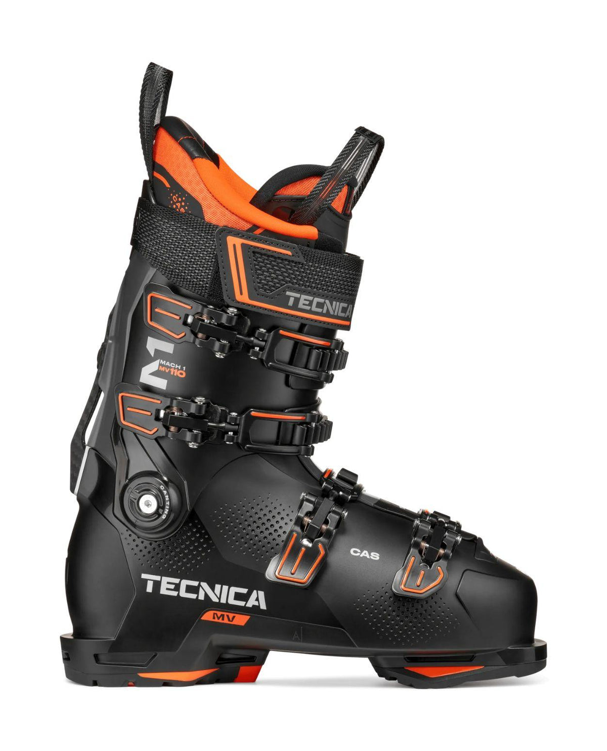 Tecnica Mach1 MV 110 TD2 - Svart allmountainpjäxa med orangea detaljer.