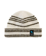 Klättermusen Runa Bandr Beanie - Vit mössa i stickad design med mönstrade ränder och klassisk logotyp.