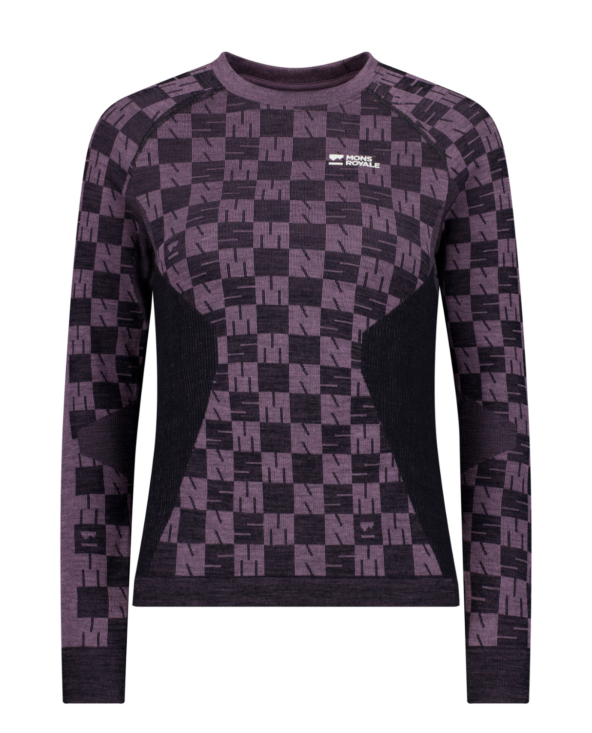 Mons Royale Womens Ascender Merino Seamless Long Sleeve - Mauve / Black
