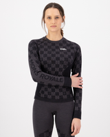 Mons Royale Womens Ascender Merino Seamless Long Sleeve - Forged Iron / Black