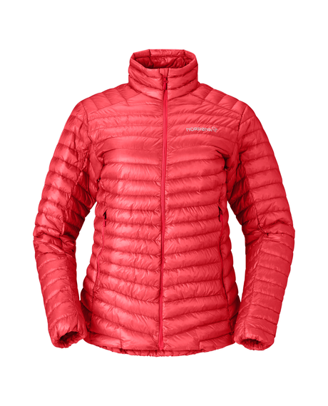 Norröna Women trollveggen down800 super light Jacket - Watermelon - Alpingaraget