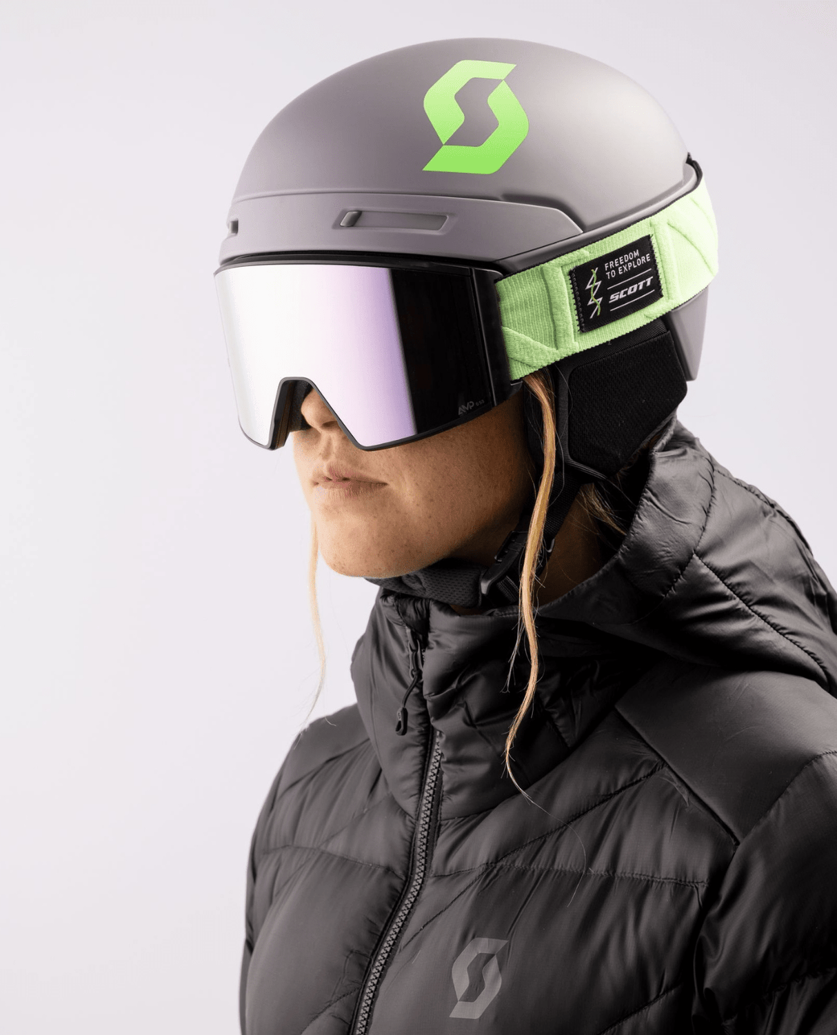 Scott Helmet Flow Mips - Evening Grey/Glow Green - Hjälmar - Alpingaraget