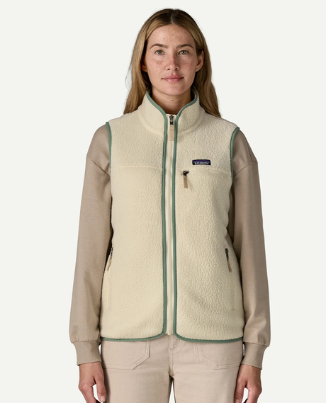 Patagonia Women Retro Pile Vest - Natural w/Ellwood Green