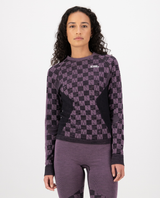 Mons Royale Womens Ascender Merino Seamless Long Sleeve - Mauve / Black