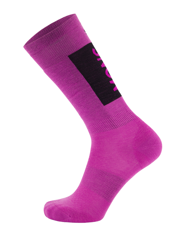 Mons Royale Unisex Atlas Merino Snow Sock Logo - Purple Bolt - Alpingaraget