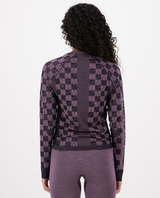 Mons Royale Womens Ascender Merino Seamless Long Sleeve - Mauve / Black